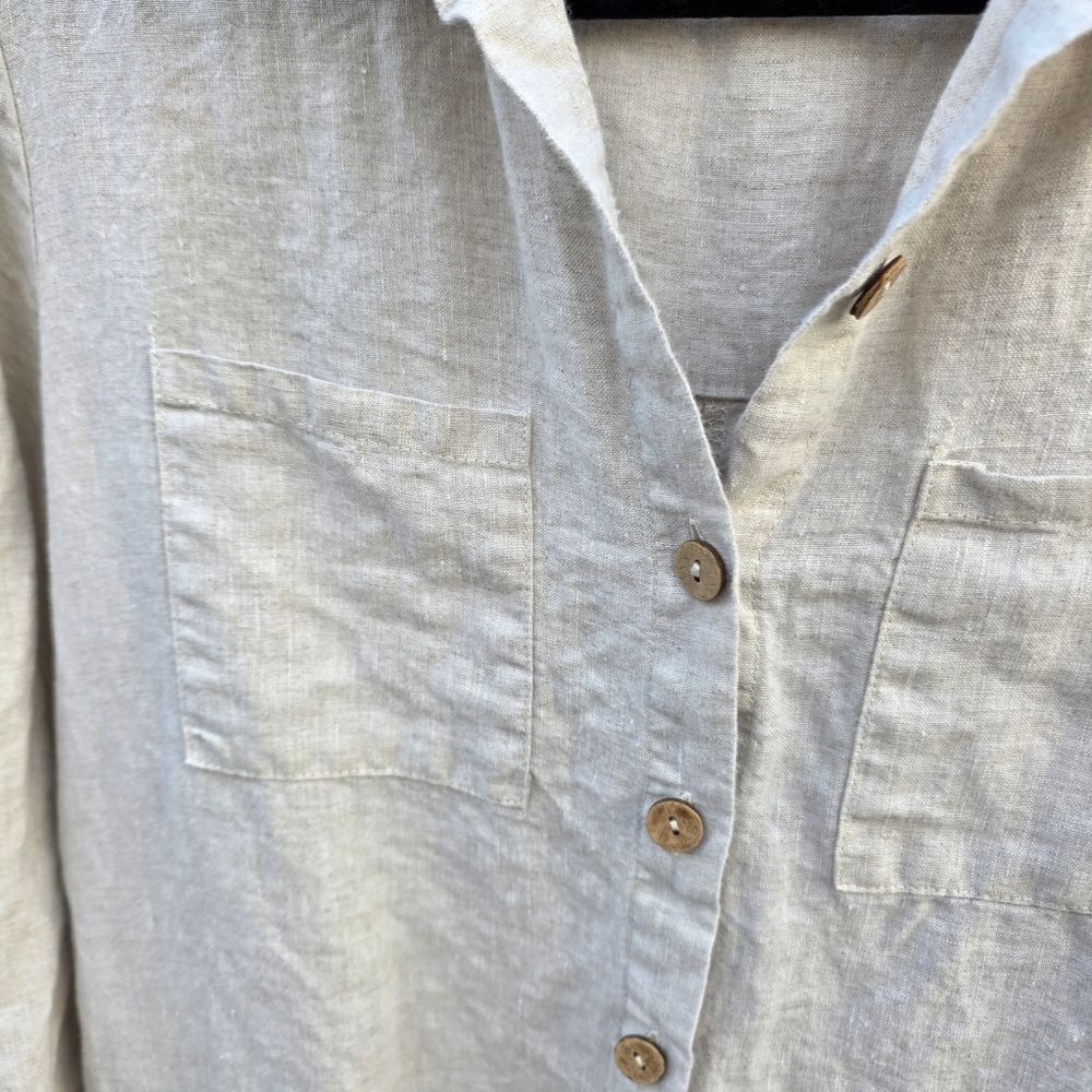 4our dreamers jenna linen shirt dress natural - Picture 6 of 10